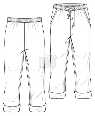 Vector illustration of Joggers. back and front