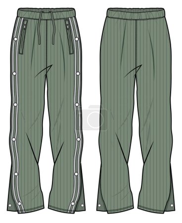 Illustration for Vector illustration of a track pants, front and back mockup. Fashionable template. - Royalty Free Image