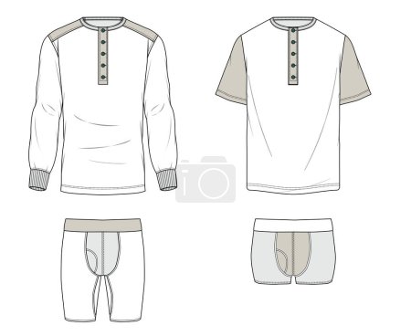 Téléchargez les illustrations : Illustration vectorielle de pyjama gaufré pour homme - en licence libre de droit