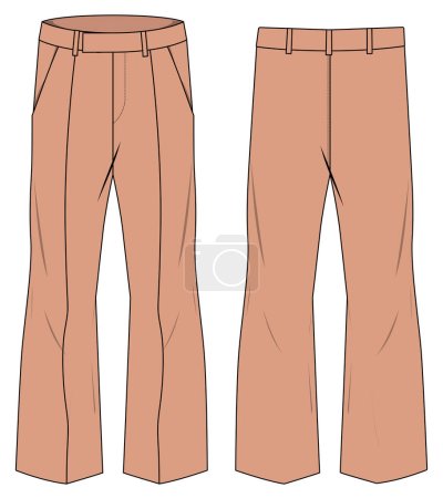 Ilustración de Dibujo vectorial ilustración de pantalones acampanados, maqueta trasera delantera - Imagen libre de derechos