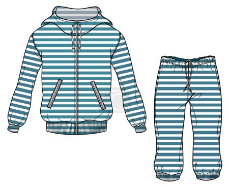 Illustration for KIDS WEAR HODDIE AND JOGGER SWEAT SET TRACKSUIT VECTOR - Royalty Free Image