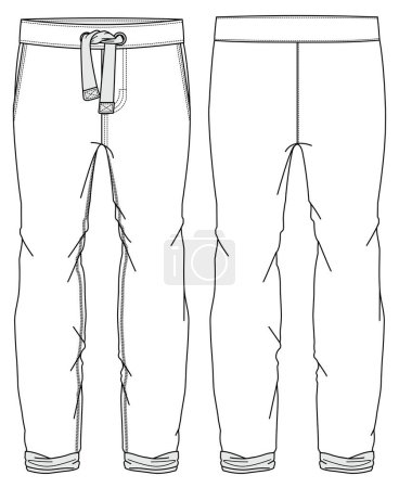 Téléchargez les illustrations : Illustration vectorielle de pantalon, modèle de croquis de mode - en licence libre de droit