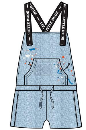 Illustration for KIDS WEAR DUNGAREE BODYSUIT AND PLAYSUIT VECTOR SKETCH - Royalty Free Image