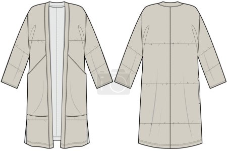 Illustration for Apres Ski Robe, front back mockup. Fashionable template. - Royalty Free Image