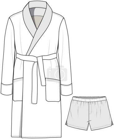 Téléchargez les illustrations : Illustration vectorielle de robe de chambre et boxer tissé - en licence libre de droit