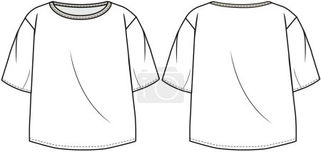 Téléchargez les illustrations : Modèle de t-shirt pour vêtements, illustration vectorielle - en licence libre de droit