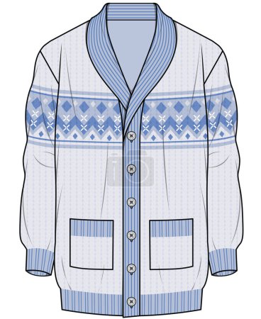 Illustration for Blue cardigan clothes isolated on a white background - Royalty Free Image
