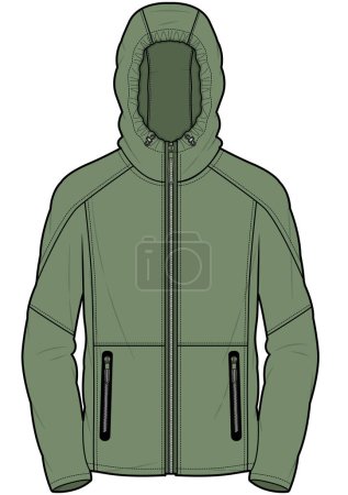 Illustration for MEN AND BOYS FABRIC HOODIE WITH CAP VECTOR - Royalty Free Image