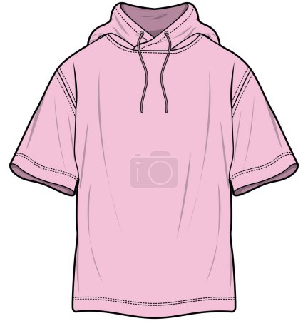 Illustration for BOYS AND MEN SHORT SLEEVE HOODIE VECTOR - Royalty Free Image