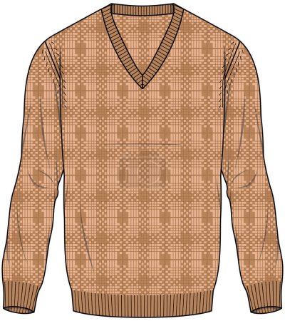 Illustration for MEN AND BOYS CASUAL V NECK SWEATER - Royalty Free Image