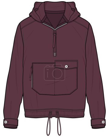 Illustration for MEN AND BOYS TOM POP OVER HOODIE WITH POCKET VECTOR - Royalty Free Image