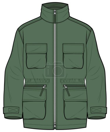 MAN AND BOYS WEAR JUNGLE JACKET WITH POCKET VECTOR