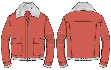 Illustration for SHEARLING COLLAR JACKET WITH POCKETS - Royalty Free Image