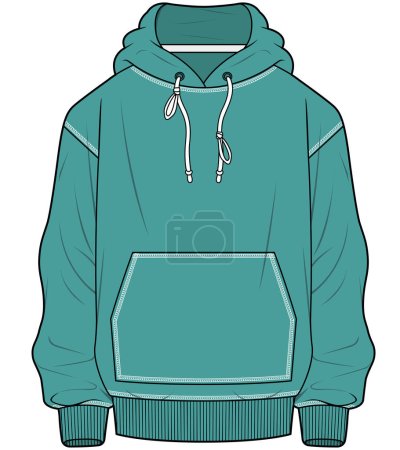 Illustration for WINTER WEAR FULL SLEEVE HOODIE WITH CAP AND KANGAROO POCKET VECTOR - Royalty Free Image