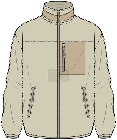 Illustration for BORG FLEECE JACKET BOMBER AND COAT FOR MEN AND BOYS VECTOR - Royalty Free Image