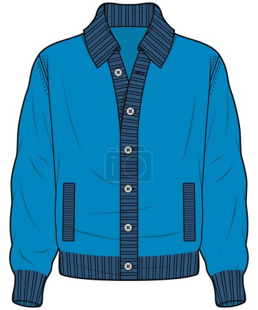 Illustration for Blue CARDIGAN SWEATER  FOR MEN AND BOYS VECTOR - Royalty Free Image