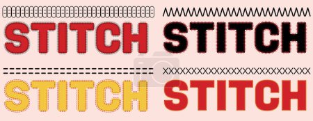 Illustration for SEWING THREAD STITCHES REPEAT BRUSHES IN MULTICOLOR VECTOR - Royalty Free Image