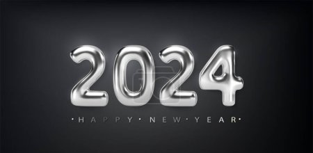 Ilustración de Feliz año nuevo 2024 celebración y desea bandera - Imagen libre de derechos