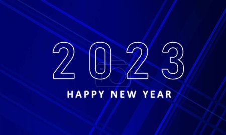 Photo for 2023 Happy New Year greeting card lettering white and dark blue background - Royalty Free Image