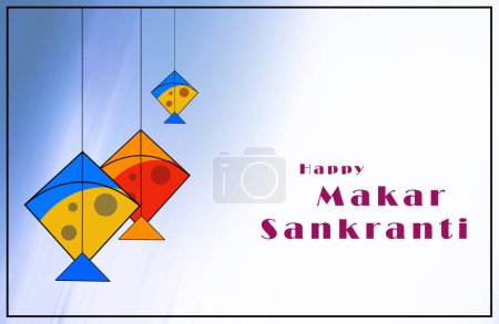 Téléchargez les photos : Modern and Creative Happy Makar Sankranti Festival Background Decorated with Kites - en image libre de droit