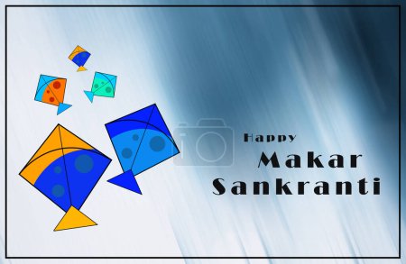 Téléchargez les photos : Illustration de Makar Sankranti papier peint avec cerf-volant coloré pour le festival de l'Inde - en image libre de droit