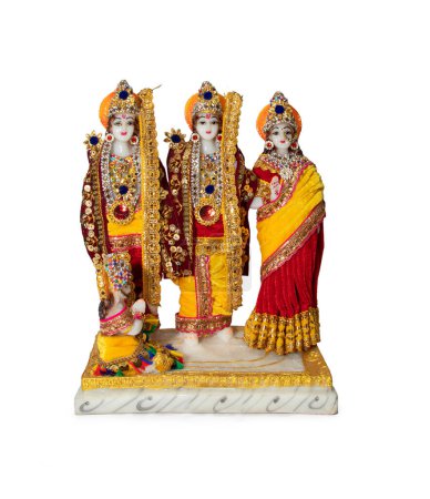 Téléchargez les photos : Seigneur Rama, Sita, Lakshman et Hunuman Statue, heureux Dussehra, heureux Ram Navami, seigneur rama - en image libre de droit