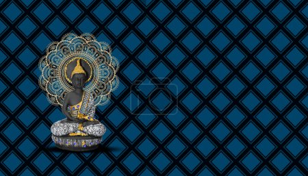 Buda Purnima, meditación estatua de Buda, fondo floral
