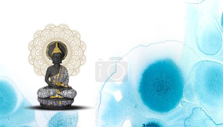 Buddha Purnima, Buddha Statue Meditation, blumiger Hintergrund