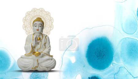 Buddha Purnima, Buddha statue meditation, floral background