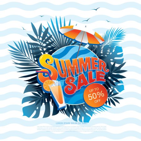 Ilustración de Diseño de diseño de banner de venta de verano, ilustración vectorial, versión fresca - Imagen libre de derechos