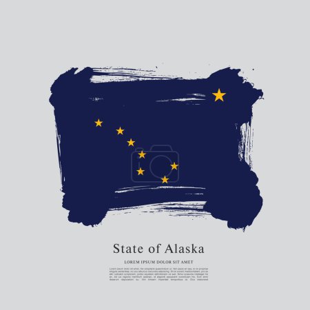 Téléchargez les illustrations : Drapeau de l'État de l'Alaska. Les États-Unis d'Amérique - en licence libre de droit