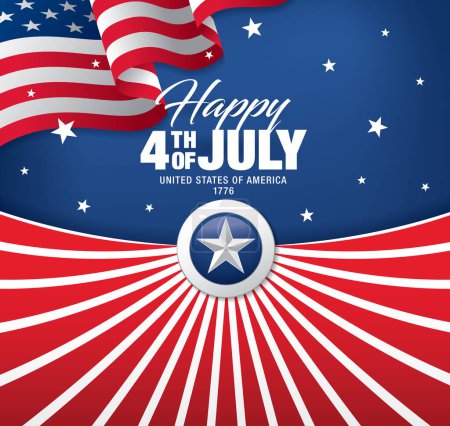 Ilustración de 4 de julio Día de la Independencia. Ilustración vectorial - Imagen libre de derechos