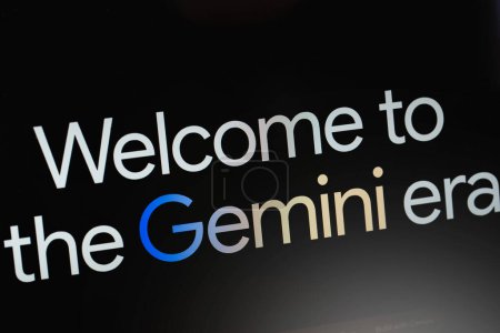 Photo for Google Gemini logo. Gemini is a family of multimodal large language models developed by Google DeepMind. Batumi, Georgia - November 6, 2023 - Royalty Free Image