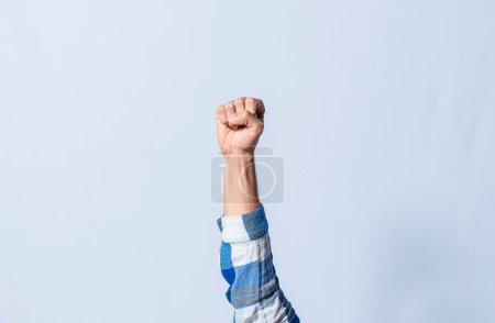 Photo for Hand gesturing the letter E in sign language on isolated background. Man hand gesturing letter E of alphabet isolated. Letters of the alphabet in sign language - Royalty Free Image