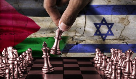 Téléchargez les photos : Palestine vs Israël concept de conflit sur l'échiquier. Guerre entre Israël et la Palestine, concept - en image libre de droit