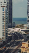 Vertical photo background of road tower JBR beach residence Dubai UAE. High quality photo puzzle #701438824