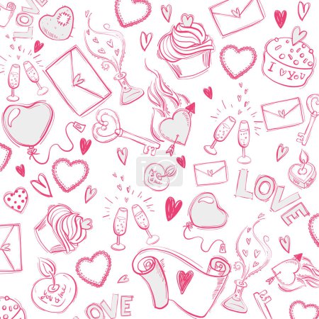 Photo for Doodle love background illustrations - valentines day banner theme - Royalty Free Image