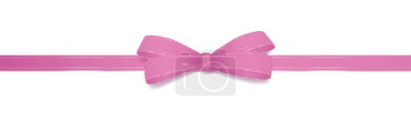 Photo for Pink bow on a white background - christmas ribbon presents design theme - Royalty Free Image