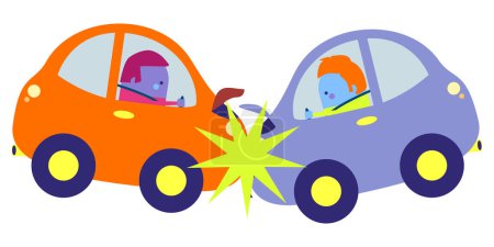 Téléchargez les photos : Illustration d'un accident de voiture - mode de vie faits attitude conception thème - en image libre de droit