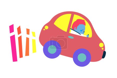 Téléchargez les photos : Illustration d'un freinage du conducteur - mode de vie faits attitude design thème - en image libre de droit
