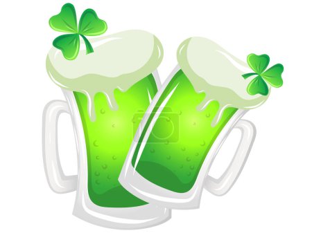Téléchargez les photos : St patricks cheers green beers illustration - Saint patrick isolated on a white background theme - en image libre de droit