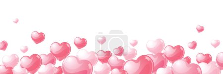 Téléchargez les photos : Pink love hearts illustration banner - valentines day design theme - en image libre de droit