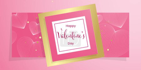 Photo for Valentines day hearts pink and gold banner - modern love design theme - Royalty Free Image