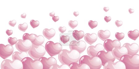 Photo for Wave of love hearts illustration - valentines day design banner theme - Royalty Free Image