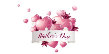 Téléchargez les photos : Mother's day banner with pink hearts - celebration design theme - en image libre de droit