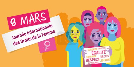 Foto de French International women rights day illustration banner theme - Imagen libre de derechos