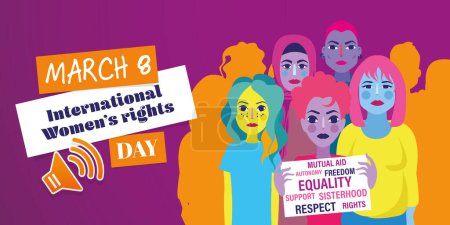 Foto de International women rights day illustration banner theme - Imagen libre de derechos