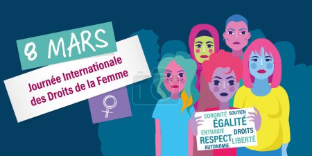 Photo for French International women rights day illustration banner theme - Royalty Free Image