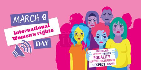 Foto de International women rights day illustration banner theme - Imagen libre de derechos