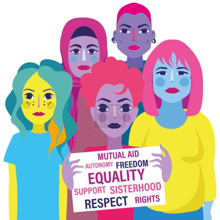 Téléchargez les photos : Women s rights illustration - inclusive design banner theme - en image libre de droit